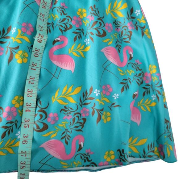Lady Vintage Retro 50s Swing Dress Turquoise Teal and Pink Flamingos S6 Dapper - Picture 11 of 16
